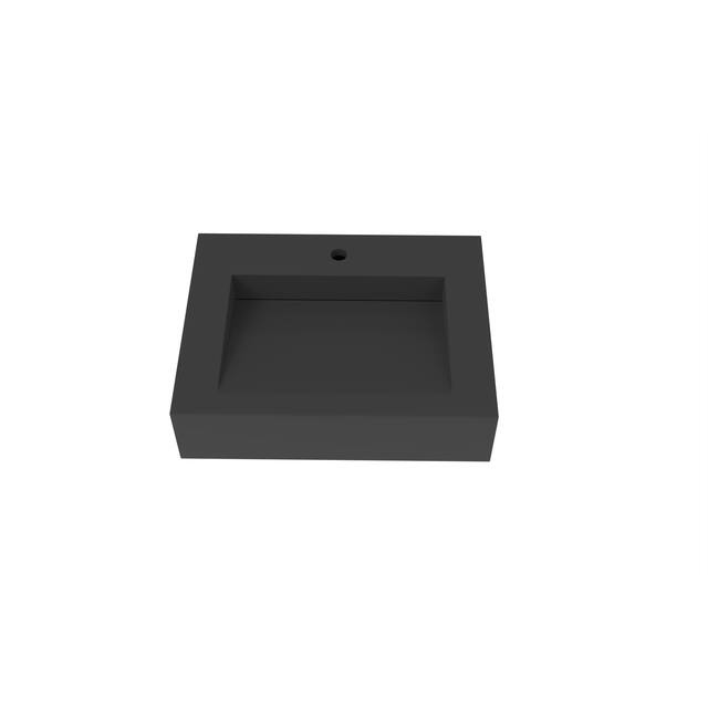 Pyramid Solid Surface Wall-Mounted Bathroom Sink - 24" - Black