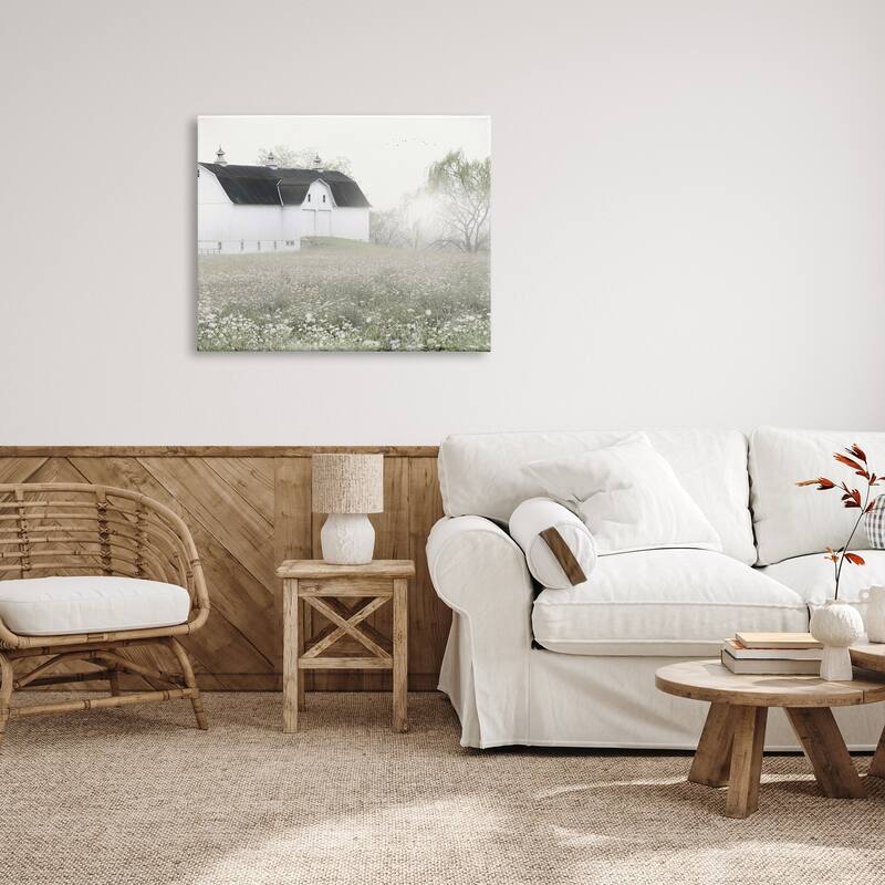 Stupell Peaceful White Barn Countryside Meadow Blooming Buds Canvas Wall Art, Design by Lori Deiter