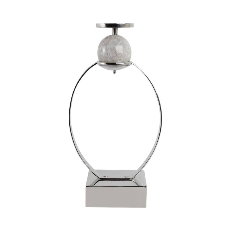 Candle Holder - Metal with Marble Sphere