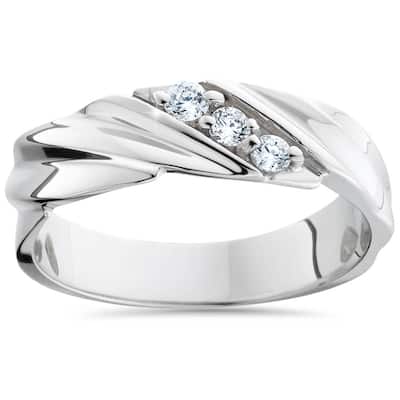 Three Stone Diamond White Gold Wedding Ring