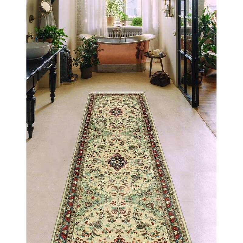 Pak-Persian Qssim Ivory/Navy Runner - 2'6" x 10'1"