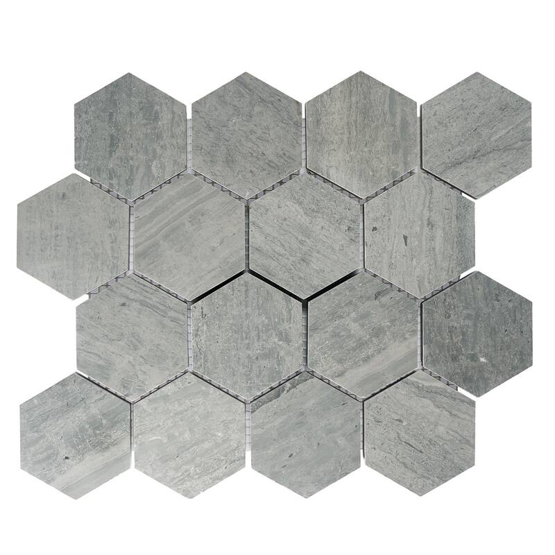 Marinewood Marble 3" x 3" Honeycomb Honed Mosaic Tile - 5 Sheets (3.90 sf) - Grey
