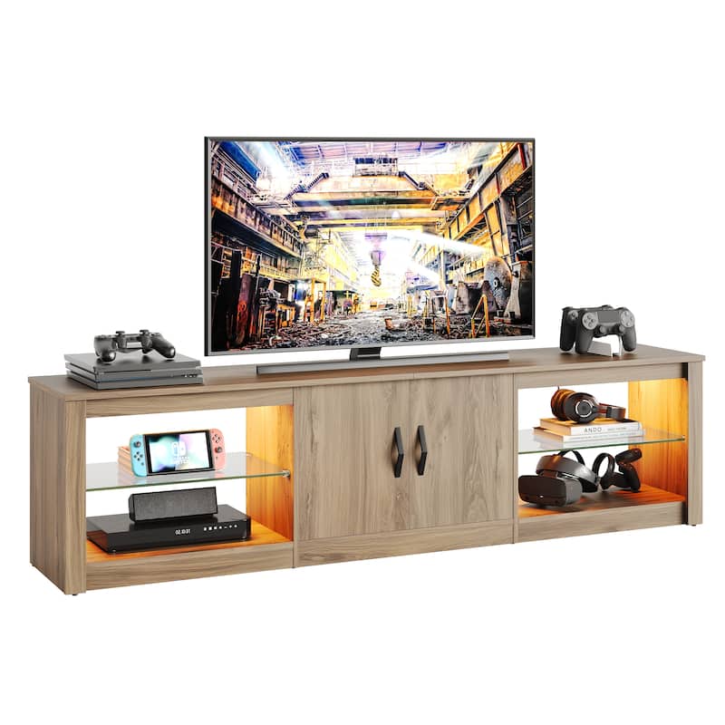 70 inch TV Stand 20 Color RGB Light Entertainment Center