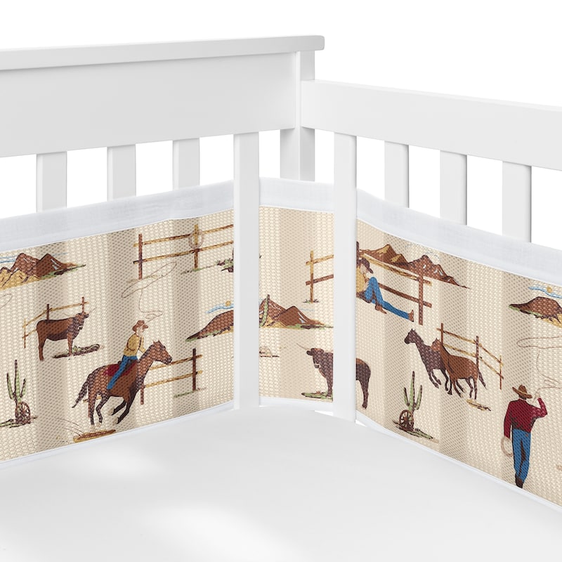 Brown Western Cowboy Boy Girl Neutral Sweet Jojo Designs 6p Crib Bedding +BreathableBaby Breathable Mesh Liner Horse