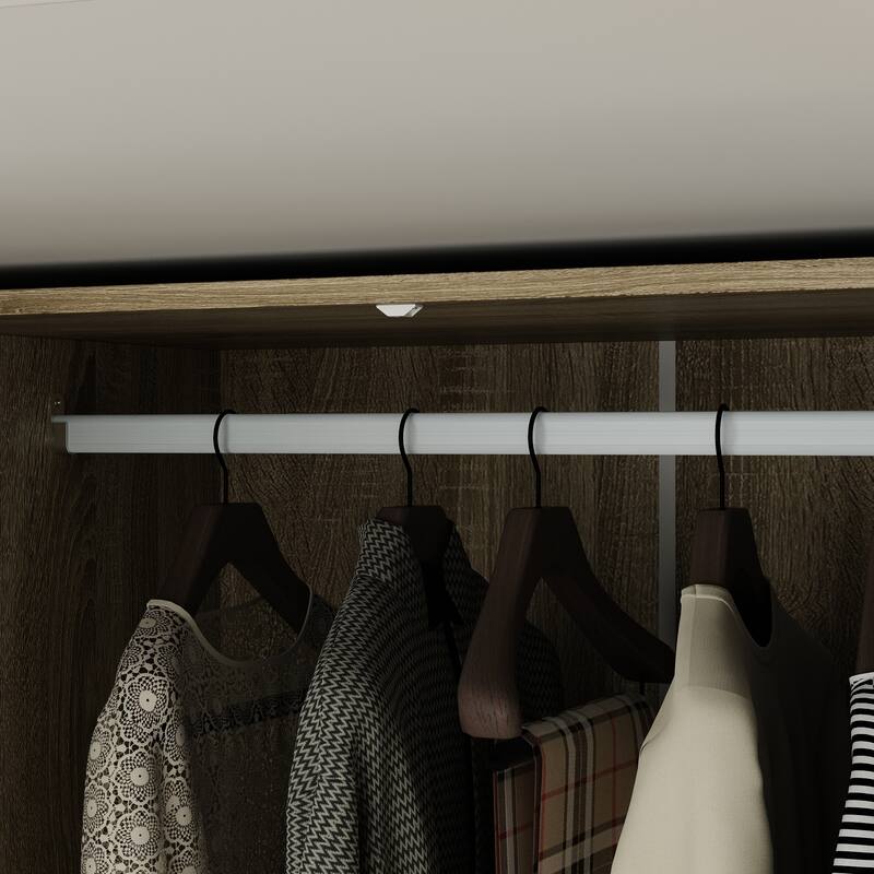 Large Storage Wardrobe Versatile Rattan Door Closet with Deep Drawers
