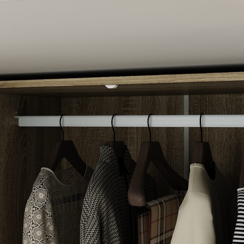 Rattan-Accented Wardrobe - Spacious Clothing Organizer with Style
