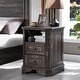 preview thumbnail 1 of 5, 18" Farmhouse Nightstand with Charging Station, End Table,Side Table Dark Rustic Oak