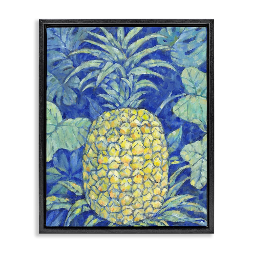 Stupell Blue Hawaii Pineapple Framed Floater Canvas Wall Art Design By Paul Brent
