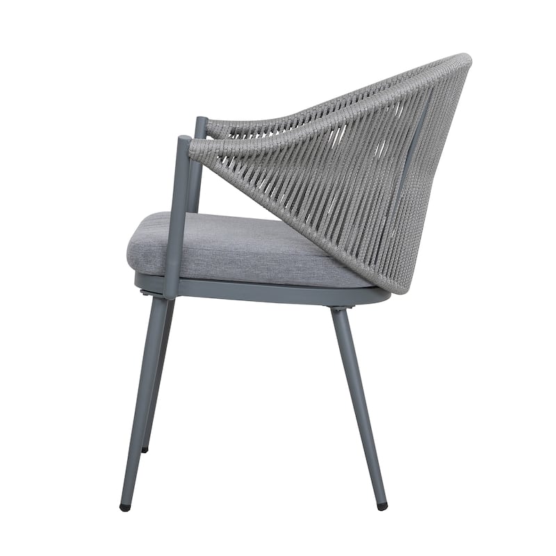 4PCS Woven Rope Conversation Chairs with Cushions