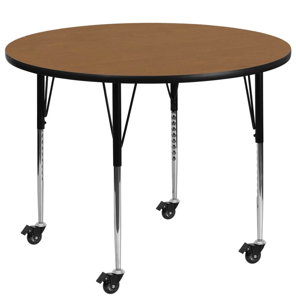 Mobile 42'' Round Thermal Laminate Activity Table - Adjustable Legs