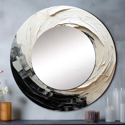 Designart "Minimalist Spiral" Abstract Spirals Round Mirror For Wall Decor Modern Black Round Bedroom Mirror Wall Decor