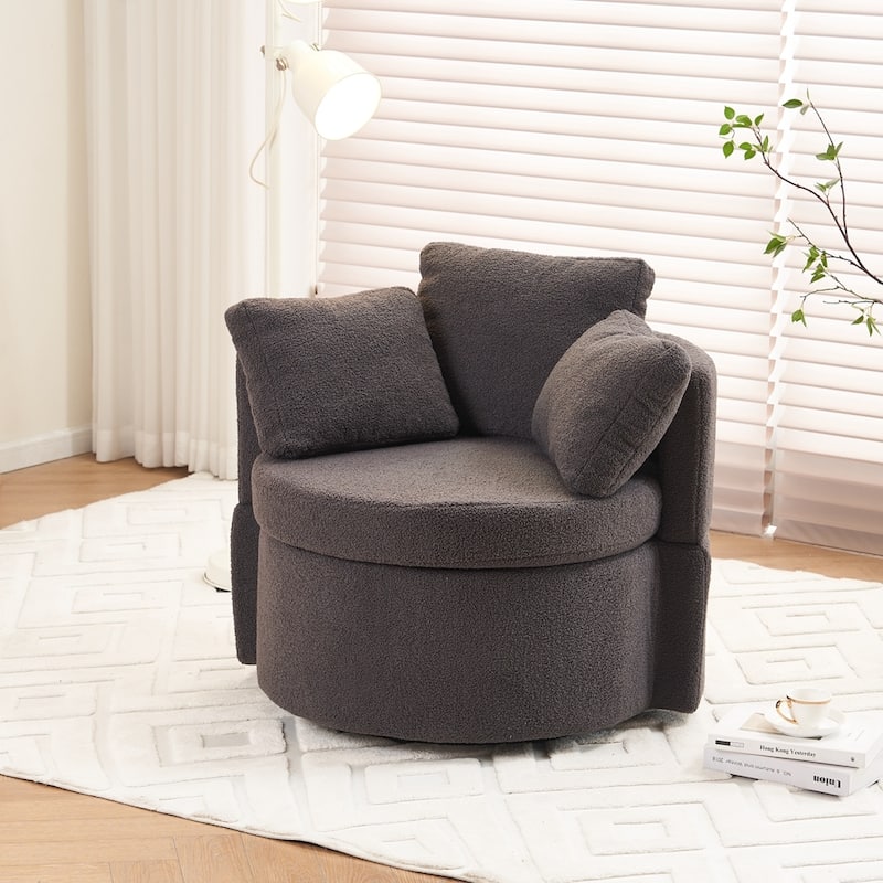 Modern Swivel Storage Chair With Back Cushion For Living Room
