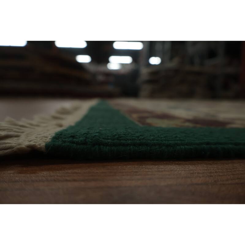 Hand Knotted Oriental 100% Wool Carpet Traditional Medallion Green Sumak Area Rug - 9' 9'' X 7' 11''