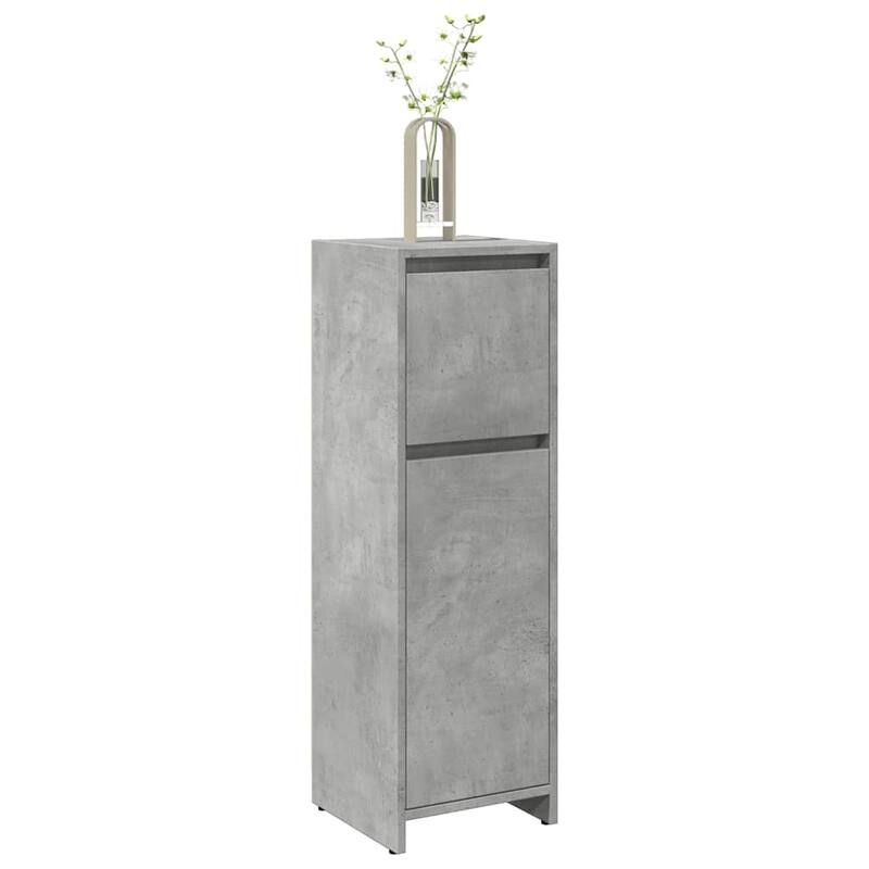 vidaXL Bathroom Cabinet Concrete Grey Engineered Wood Small - 11.8 x 11.8 x 37.4 in