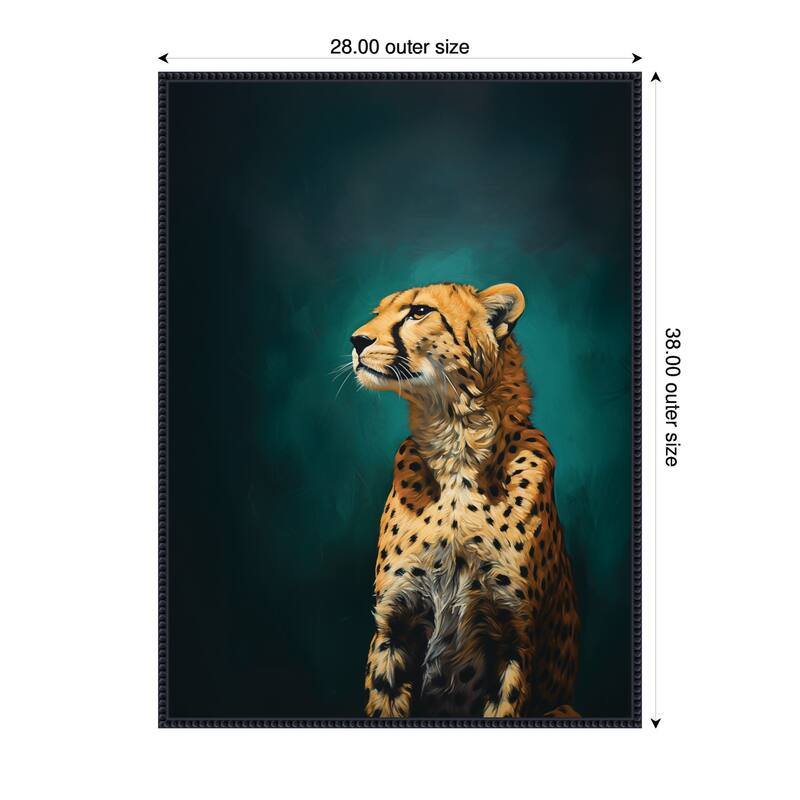Kate and Laurel Twilight Teal Leopard by The Creative Bunch Studio Framed Canvas Wall Art Print