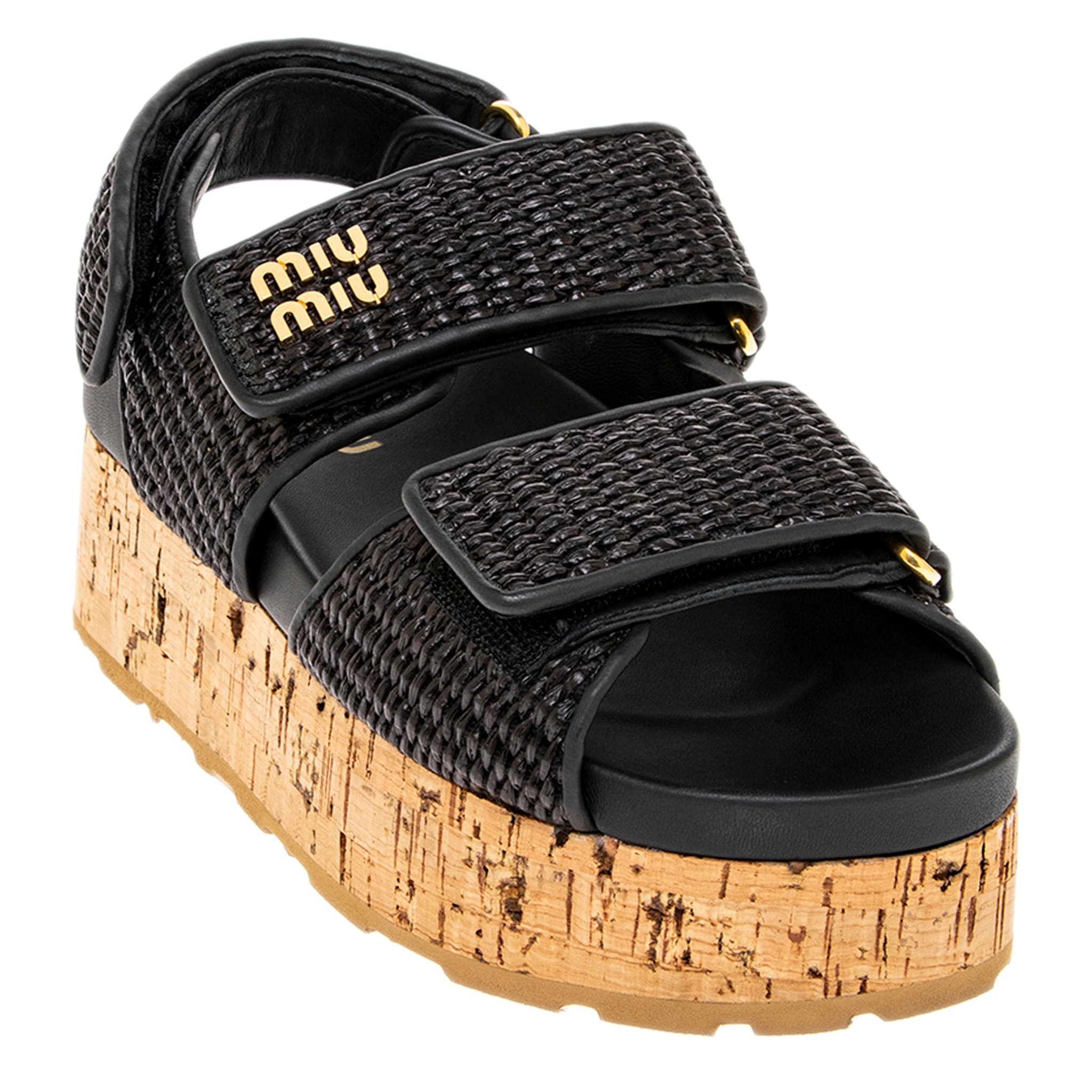 Miu Miu Raffia-Effect Wedge Sandals