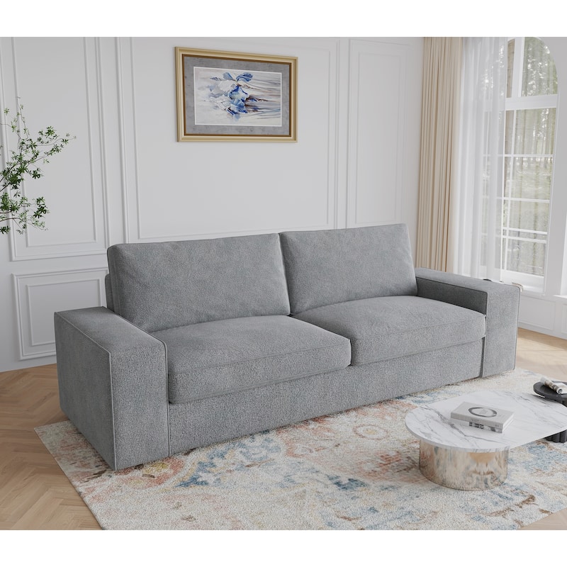 80" Linen 3-Seat Sofa Living Room Loveseat - Grey