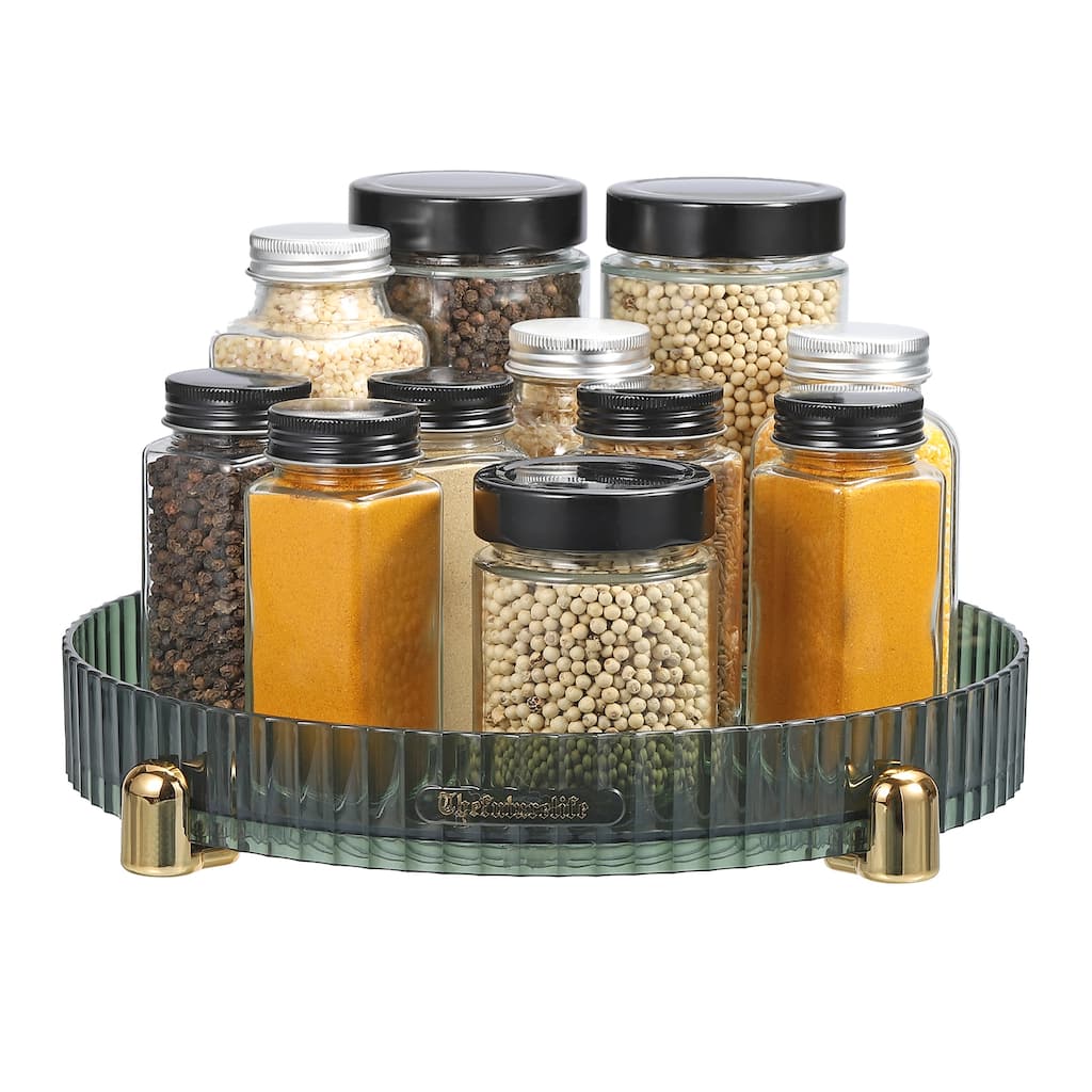Lazy Susan Turntable Organizer, Rotating Spice Racks for Cabinet Pantry, Green - 11.02" x 1.85"(D*H)