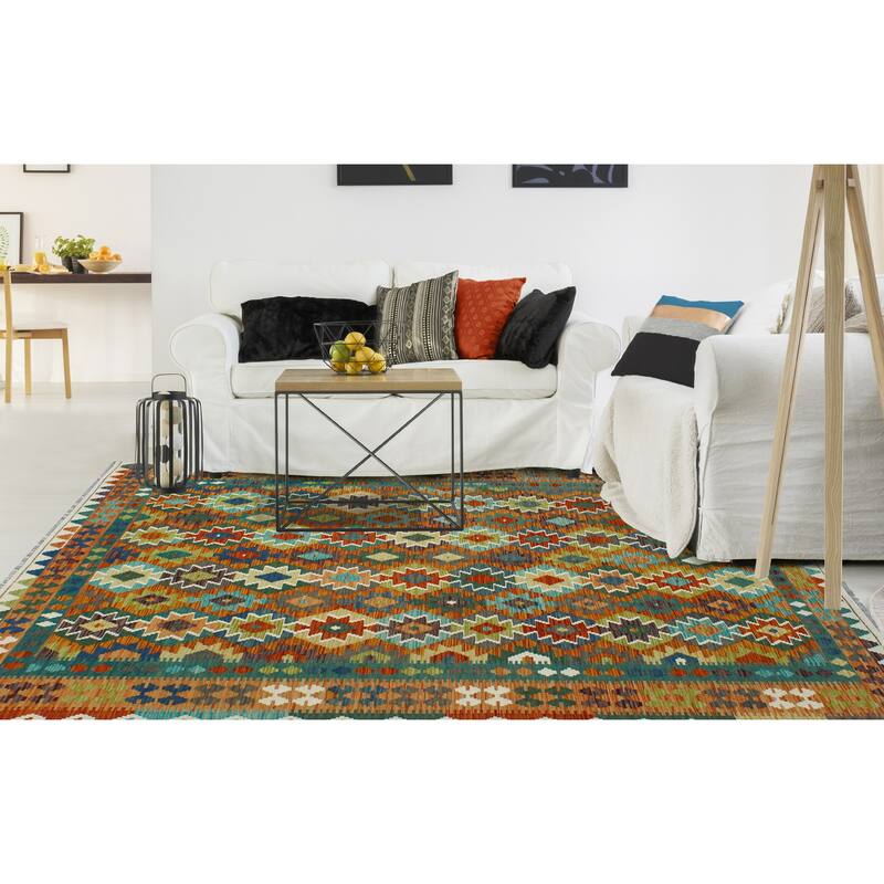 Flatweave Wanda Rust/Ivory Rug - 6'6" x 9'8"
