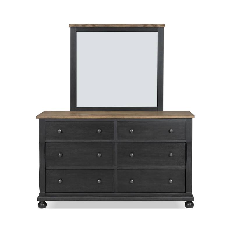 Furniture of America Lucan II 4-Piece Farmhouse Black Solid Wood Panel Bedroom Set