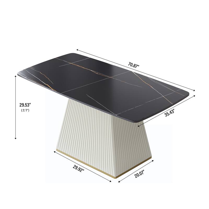 Modern Dining Table Sintered Stone Rectangle Kitchen Table With Square Pedestal