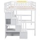 preview thumbnail 15 of 39, Full Size Solid Wood Loft Bed with Built-in Desk, Bookshelves and Storage Staircase