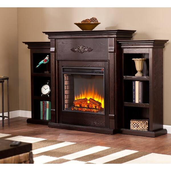 Shop Gracewood Hollow Forbes 70 Inch Espresso Electric Fireplace On Sale Overstock 20881547 Brick Accent Firebox