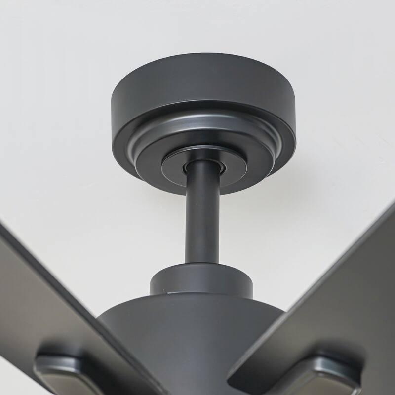 72" Modern Black Large Ceiling Fan with Light, Remote and Bluetooth Control