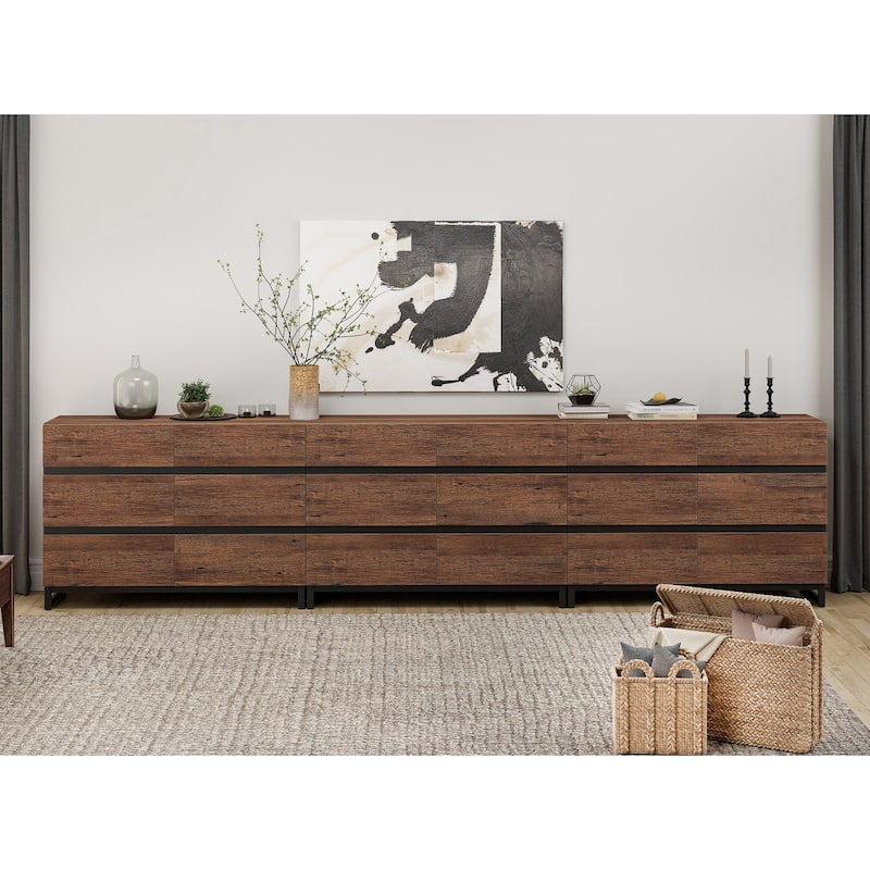 WAMPAT Modern TV Stand for TVs up to 110 inch, Entertainment Center with Drawers , Wood Media TV Console for Living Room