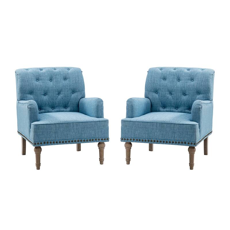 Geltrude Traditional Upholstered Accent Chair with Button Tufted Back Set of 2 by HULALA HOME