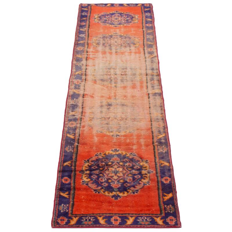ECARPETGALLERY Hand-knotted Melis Vintage Copper Wool Rug - 2'8 x 10'11