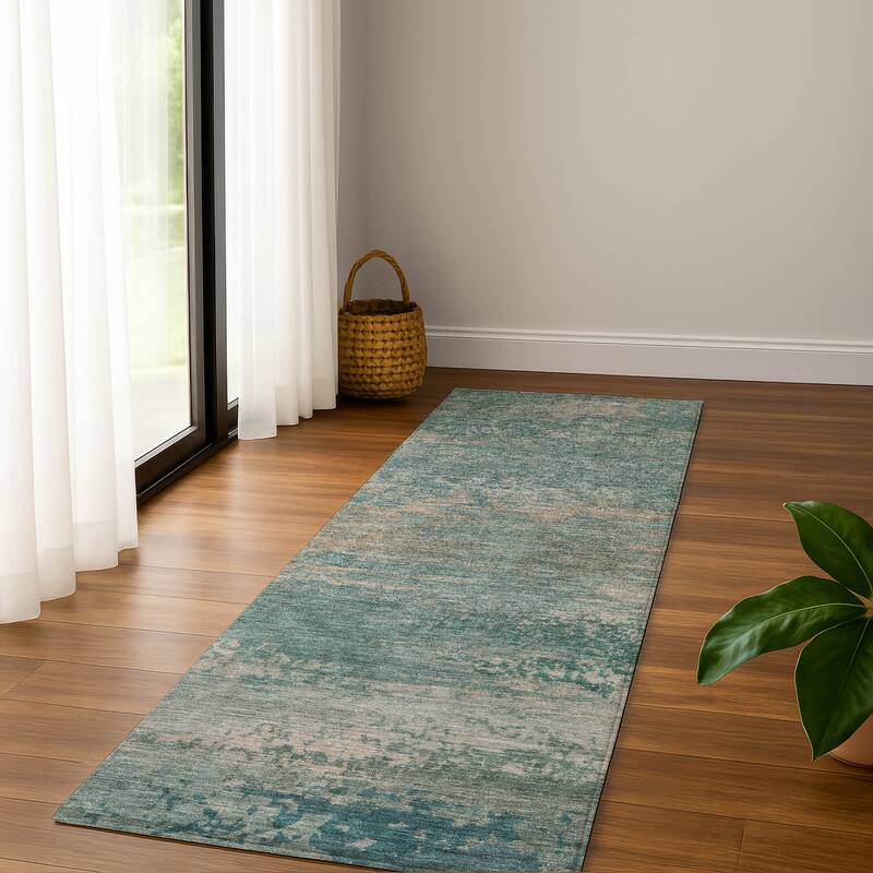 Premium Washable Super Soft Modern Casual Mayfield Rug - Aqua - 2'3" x 7'6"