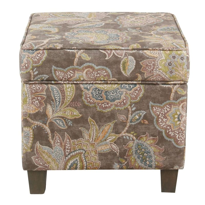 Carbon Loft Hadanberg Grey Floral Square Storage Ottoman