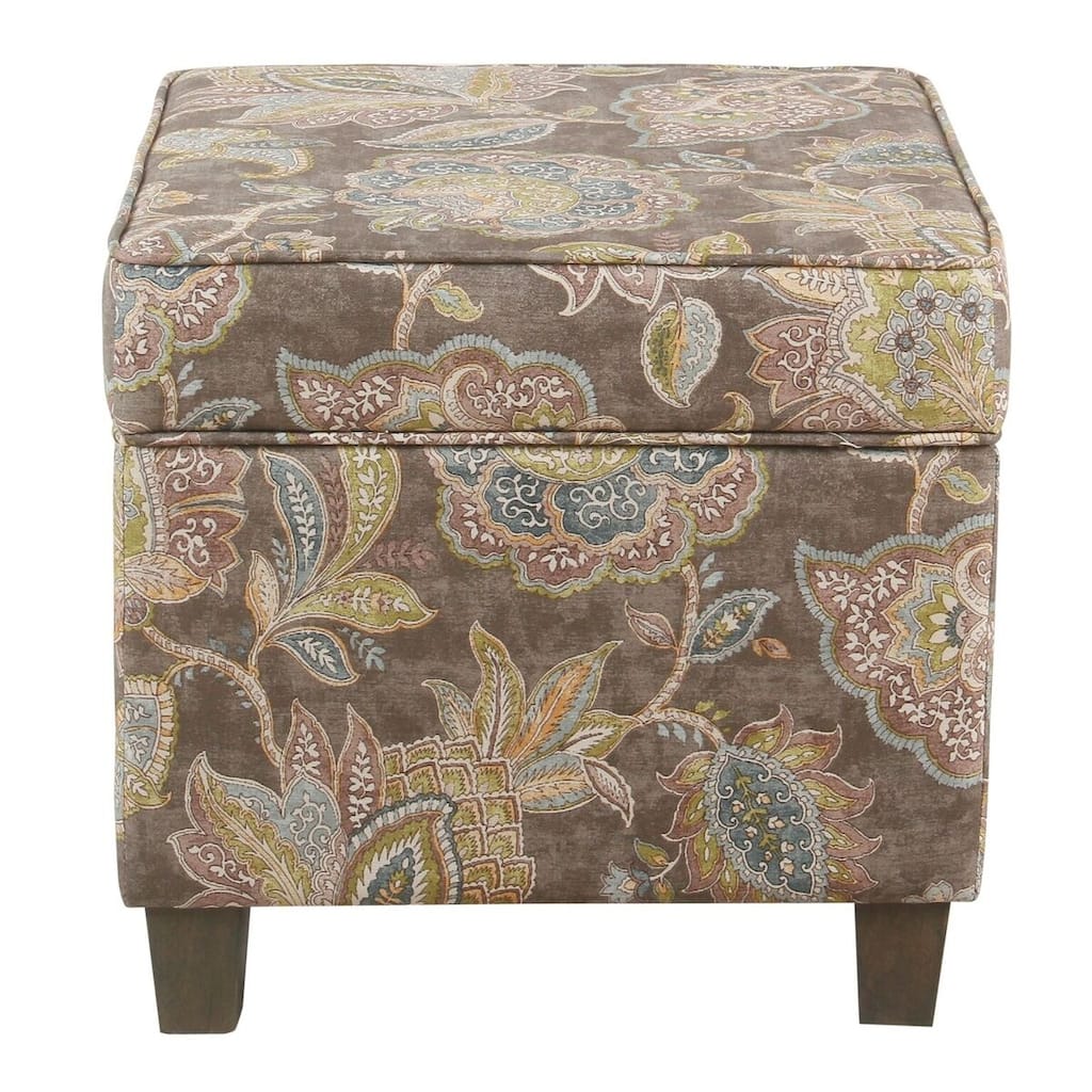 Carbon Loft Hadanberg Grey Floral Square Storage Ottoman