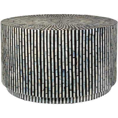 Sanya Round Mother of Pearl Tiled Coffee Table - 17"H x 30"W x 30"D