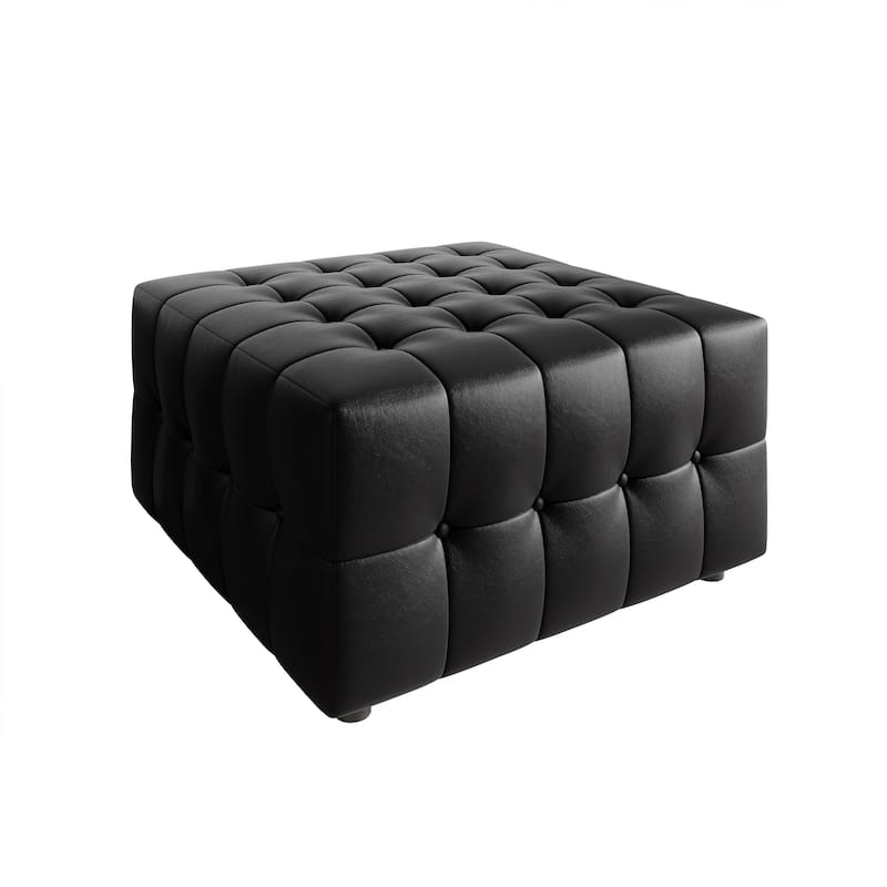 CraftPorch Elegance Button-Tufted PU Upholstered Ottoman