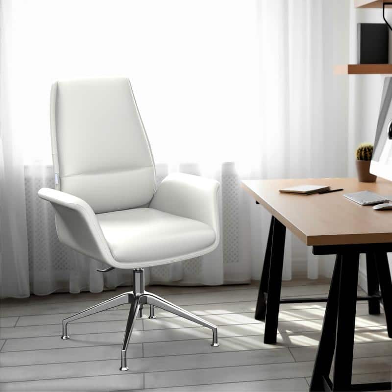 Summit Leather Office Chair with Aluminum Frame, Adjustable Height, Swivel, Sponge Cushion, Easy-Clean Design & Quick Assembly