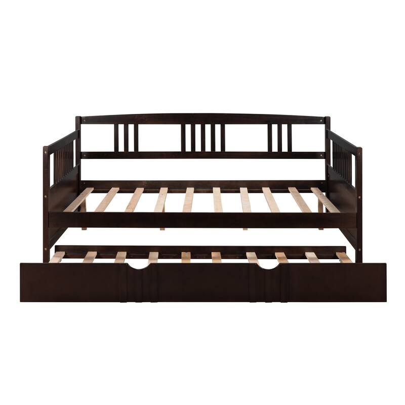 Full Size Daybed Wood Bed with Twin Size Trundle Bed Bath & Beyond 36259739