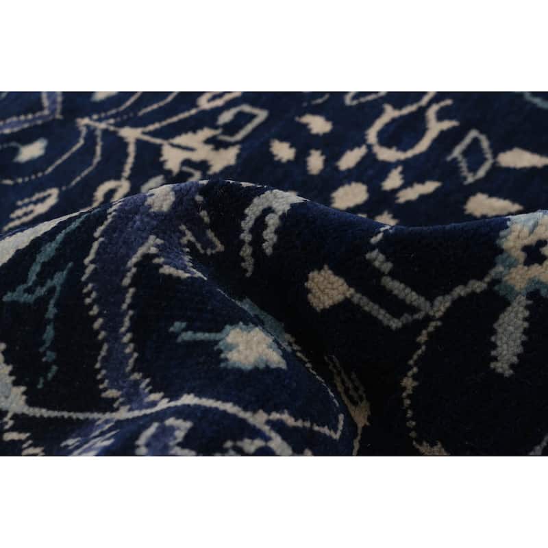 ECARPETGALLERY Hand-knotted Finest Agra Jaipur Dark Navy Wool Rug - 5'4 x 8'1