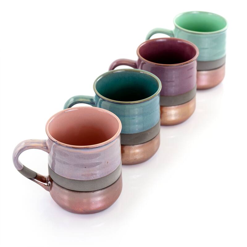 Gibson Home Copper Tonal 4 Piece 18 Ounce Round Stoneware Mug Set
