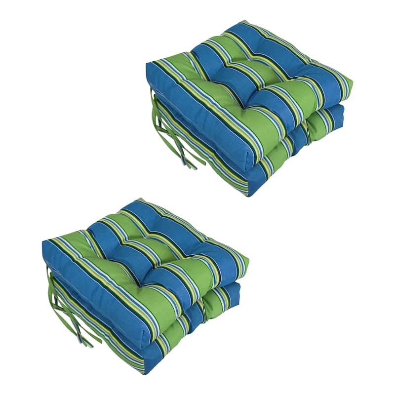 16-inch Square Tufted Indoor/Outdoor Chair Cushions (Set of 4) - 16" - Haliwell Caribbean