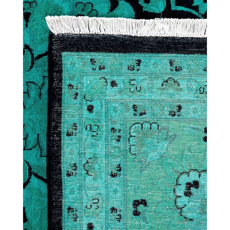 Fine Vibrance, One-of-a-Kind Hand-Knotted Area Rug - Black, 9' 0" x 12' 1" - 9' 0" x 12' 1"