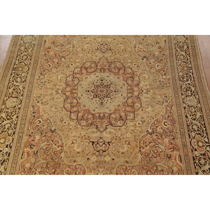 Vegetable Dye Tabriz Haj Jalili Persian Rug Hand-Knotted Wool Carpet - 9'3"x 12'9"