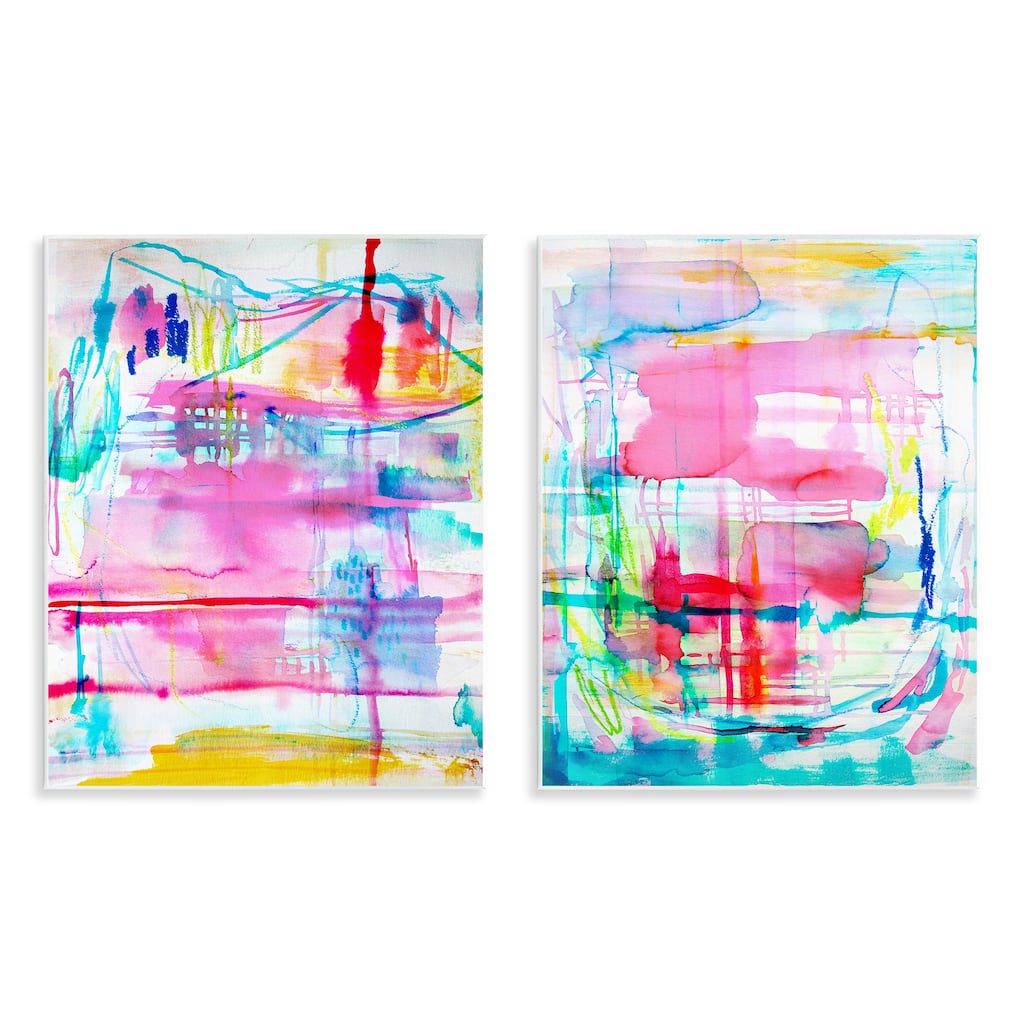 Stupell Vibrant Chaos Abstractions Wall Plaque Art Design By Gemma Bardot (Set of 2)