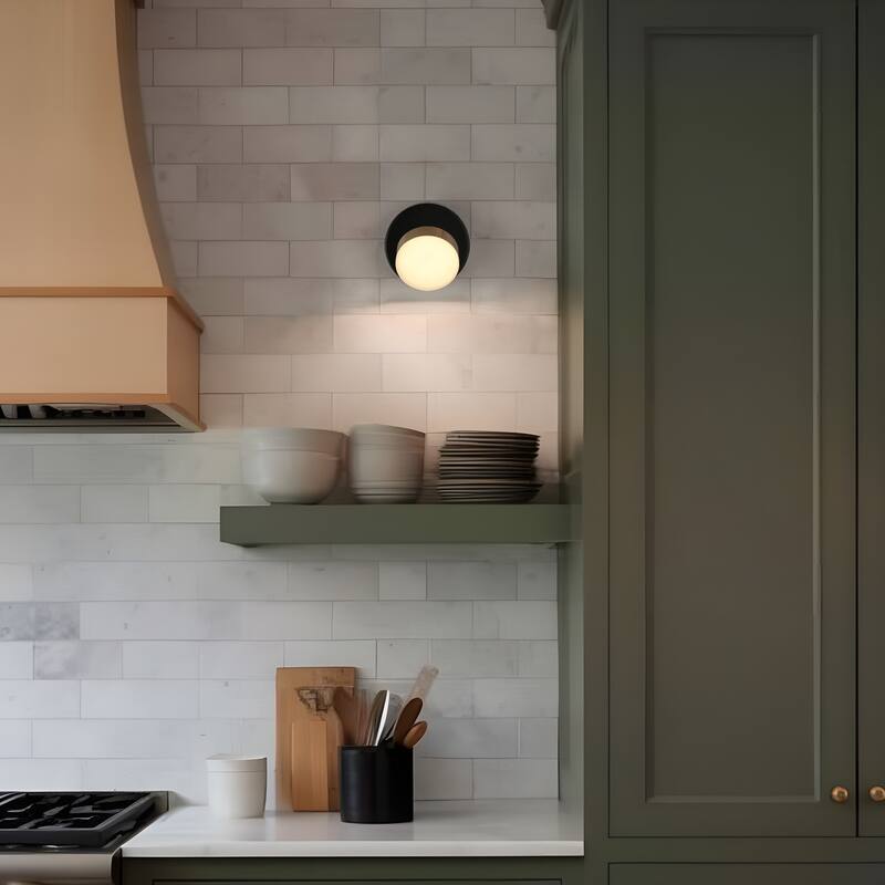 Modern Minimalist 1-Light Black Gold LED Wall Sconces Mini Flush Mount Ceiling Lights - 4.7" L x 5.5" W x 4.7" H