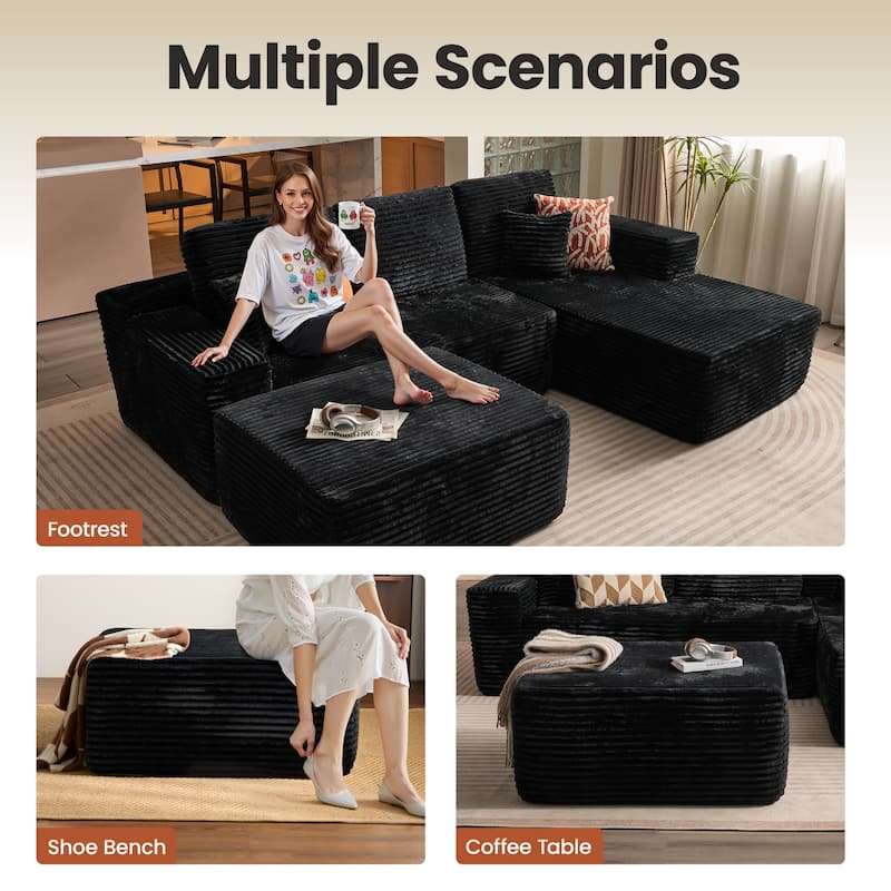 ​​OVIOS Lazy Chaise Lounge Sofa with Ottoman​