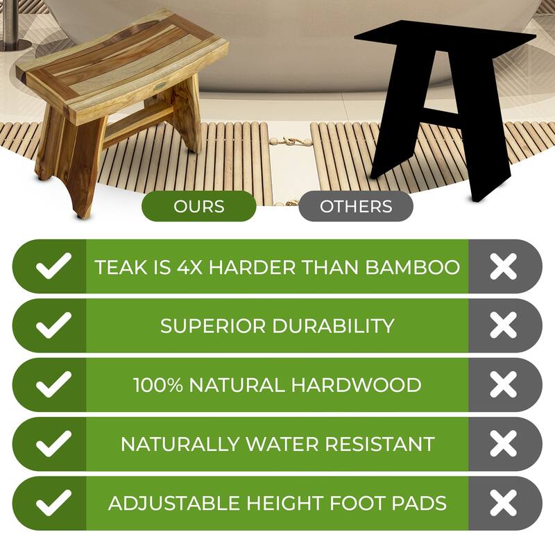 EcoDecors 24 inch, Teak Shower Bench, Teak Bench for Shower, Teak Bench, Shower Teak Bench, Teak Wood Shower Bench