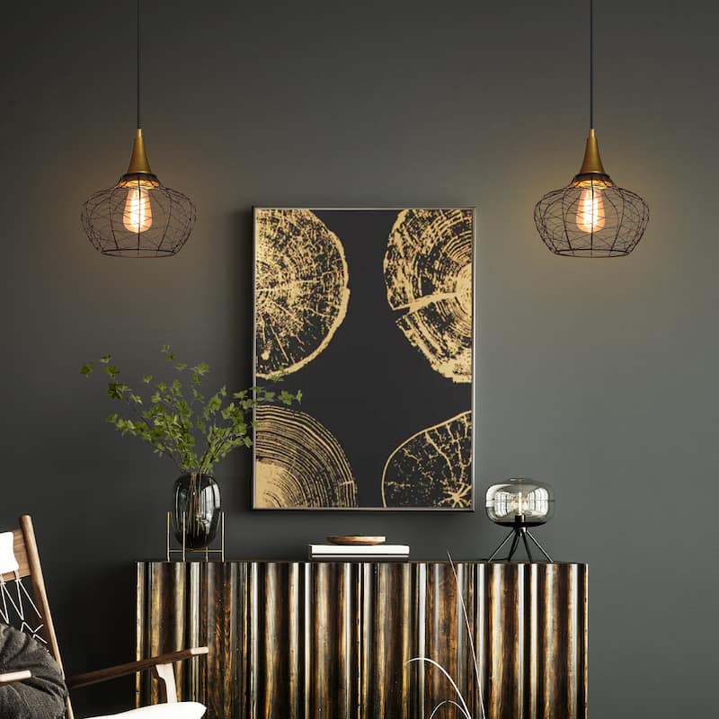 Farmhouse 10 inches Black 1-light Pendant Cage Coastal Globe Ceiling Lights - D10'' x H72''