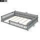 preview thumbnail 8 of 10, Wood Full Size Upholstered Platform Bed with Guardrail and Pillow, Beige