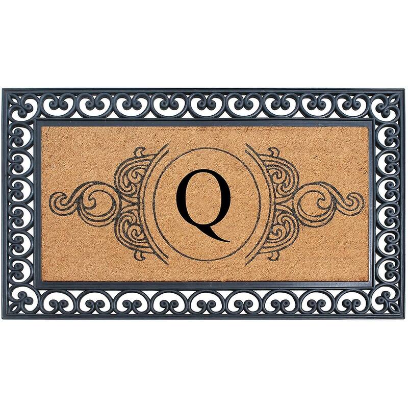 A1HC 30" x 48" Heavy-Duty Rubber & Coir Outdoor Doormat with Copper/Black Border – Large, Non-Slip Backing - Q